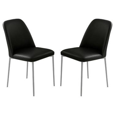 Imagem de Conjunto 2 Cadeiras Londres Couro Preto Metal Champanhe