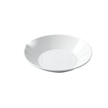 Imagem de Prato doméstico branco esmaltado de cor média requintado simples irregular - bandeja coletora redonda de 21,6 cm