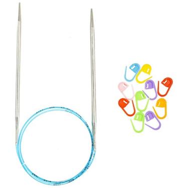 Imagem de Adi Agulhas de tricô Circular Rocket Turbo Lace Blue Cord 32 polegadas (80 cm) Pacote com 10 marcadores de ponto Artsiga Crafts, Size-US-03-(3.25mm), 1