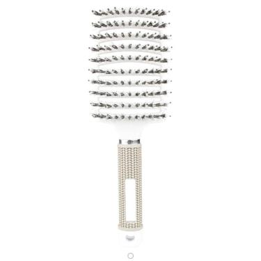 Imagem de Escova desembaraçadora para cabelos cacheados molhados | Design de nylon com dentes largos | Ferramenta para prevenção de pontas duplas (cerdas brancas)