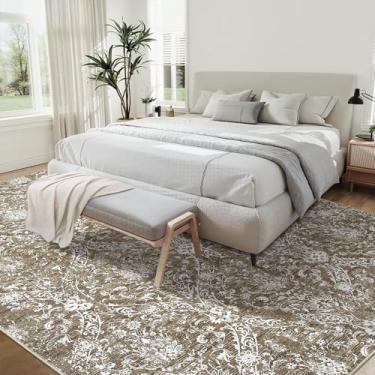 Imagem de Tapete extragrande envelhecido para casa de fazenda, 25 x 33 cm, lavável, antiderrapante, tapete macio, resistente a manchas, tapete dobrável para hotel, escritório, cáqui