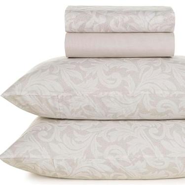 Imagem de Jogo de Lençol Queen Karsten Percal 160 Fios 100% Algodão Estampado Cama 4 Peças (Susan - Bege)