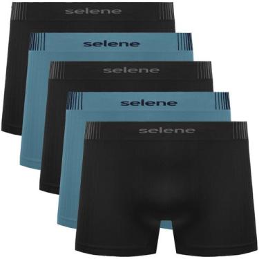 Imagem de Kit 5 Cueca Infantil Selene Sem Costura Menino Confortável, Preto e az