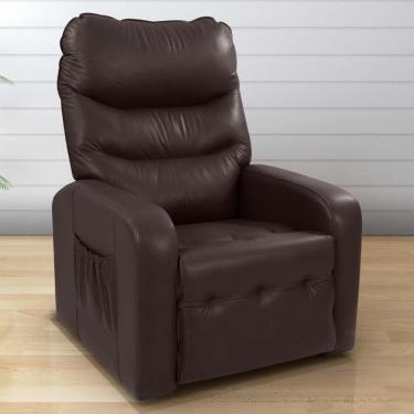 Imagem de Poltrona Reclinável Para Descanso Rodes Sintetico Marrom