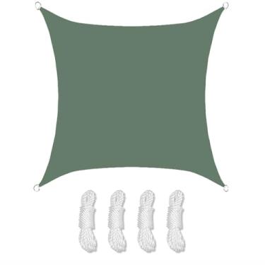 Imagem de TBATM Waterproof Sun Shade Vela Canopy Verde Escuro,Shade Canopy Curved Edge Efetivamente 95% Uv Block com 4 Cordas,Tela Oxford de Abrigo de Toldo para Pátio ao ar Livre Atividades Jardim,7x7m