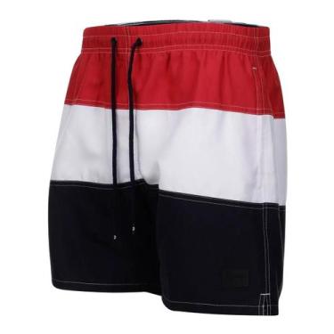Imagem de Short Swim Speedo Stripes Masculino, Vermelho, Branco, M, Masculino