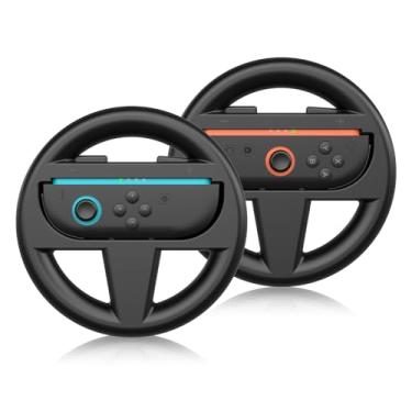 Imagem de Uxilep Steering Wheels for Nintendo Switch 2 JoyCons, Racing Wheels for Mario Kart Wolrd 8 Deluxe,2 Pack Switch 2 Mario Kart Steering Wheel for Nintendo Switch 2 (2025) Accessories (Black)