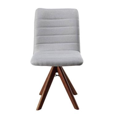 Imagem de Cadeira Giratória Com Assento Estofado E Base Em Madeira Maciça – Exclusiva Linho Alumínio