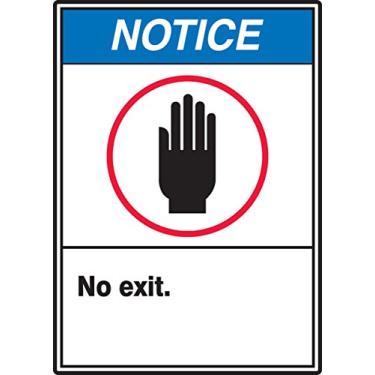 Imagem de Accuform Placa de alumínio MRDM804VA, legenda, "aviso sem saída", 25,4 cm de comprimento x 17,8 cm de largura x 0,1 cm de espessura, vermelho/azul/preto no branco, 25,4 cm de altura, 17,8 cm de