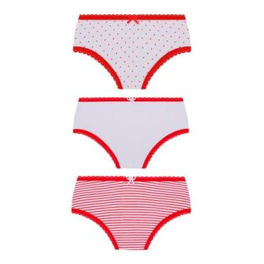 Imagem de Kit/3 Calcinha Lobinha Lupo 18102-089 kids Estampada Algodão T. PP/G, 