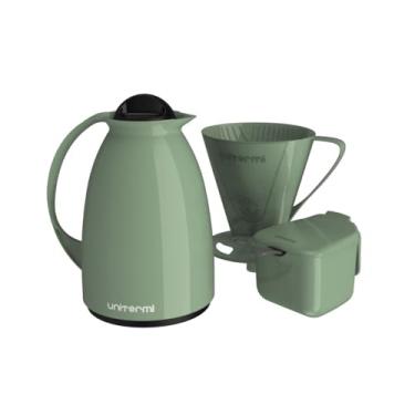 Imagem de Garrafa Térmica - kit Garrafa, Açucareiro e Coador 650ml (Verde Oliva)