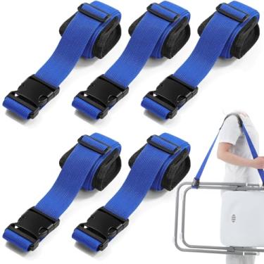 Imagem de Sanwuta 5 peças de alça de transporte para cadeira dobrável de praia, alças ajustáveis para cadeira de praia para guarda-chuva, bicicletas, piqueniques (azul escuro)