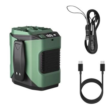 Imagem de MiOYOOW Ventilador de cintura portátil, ventilador de resfriamento de pescoço ajustável de 100 velocidades com lanterna, display digital, carregamento USB
