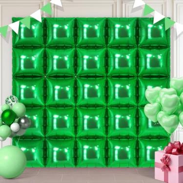 Imagem de Green Square Foil Balloons 25 Pcs Metallic Green Balloons Wall Backdrop for New Year Graduation Birthday Bridal Shower Party Arch Backdrop Decorations