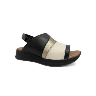 Imagem de Sandália De Couro Anatômica Opananken 65112 Preto/OffWhite, 36, Preto,