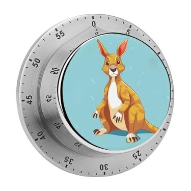 Imagem de Canguru de desenho animado engraçado zoológico mecânico de cozinha temporizador de aço inoxidável com alarme temporizadores de cozinha fofos para forno de cozinha em casa
