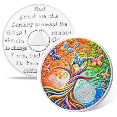 Imagem de Tree of Life Moeda de sobriedade de 24 anos, chips AA Golden Hope, Addiction Recovery Twenty-Four Year Sober Chip, Celebrating Recovery Anniversary Token, Narcóticos Anônimos Sobriedade Presentes para