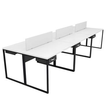 Imagem de Escrivaninha para Escritório com Gavetas Industrial Branco - Netmobil