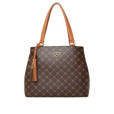 Imagem de Bolsa Feminina Rafitthy Tote Média Monograma Marrom/Caramelo-Feminino