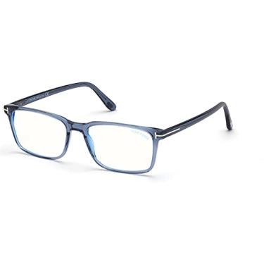 Imagem de Óculos Tom Ford FT 5735 -B 090 Azul Transparente Brilhante, Logotipo Palladium"t" /