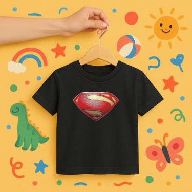 Imagem de Camiseta Infantil Super Man Herois Lançamento Algodão - Delite, Preto,