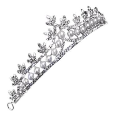 Imagem de Coroa Tiara Arranjo Cabelo Noiva Strass Pérola Strass Luxo - Geral