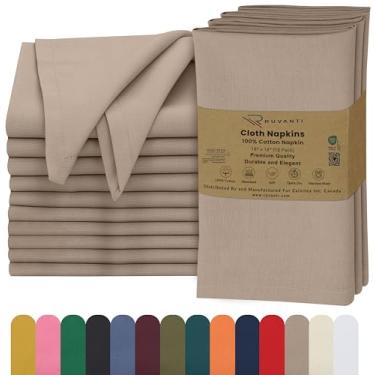 Imagem de RUVANTI Conjunto De 12 Guardanapos Pano Ruvanti, 45X45 Cm, 100% Algodão, Laváveis, Macios E Absorventes, Perfeitos Para Jantares Casamento, Natal Ação Graças - Cinza Claro
