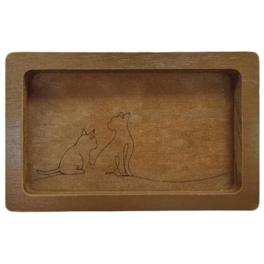 Imagem de CREATCABIN Bandeja de madeira de gato para banheiro, mini bandeja plana de joias, bandeja de perfume, prato de servir de madeira, para joias, perfume, vela, relógio, sabonete, decoração, banheiro