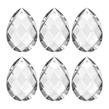 Imagem de PATIKIL Pingentes de cristal K9, contas de gota, pacote com 6 peças de prismas de lustre de 38 mm, contas de grade penduradas, lâmpada faça você mesmo para decoração de artesanato, transparente