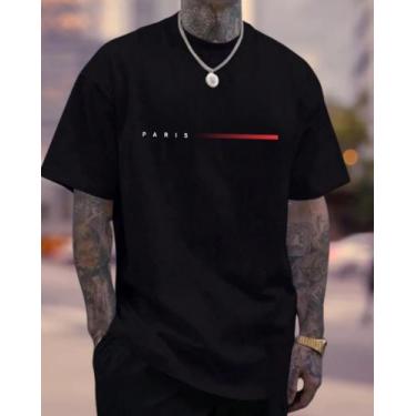 Imagem de Camiseta Masculina Streetwear Paris Style T-Shirt 100% Algodão Malha -