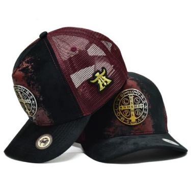 Imagem de Boné Fitão SnapBack Atrevidu's Country Cruz São Bento, Preto, Bordô, T