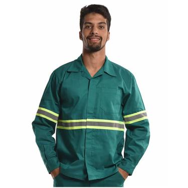 Imagem de Camisa Profissional Aberta Manga Longa Faixa Refletiva Sitel Neon Verde