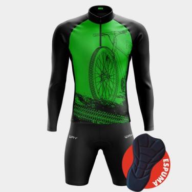 Imagem de Conjunto de Ciclismo Masculino Bermuda Forro Espuma Bolsos Laterais e 