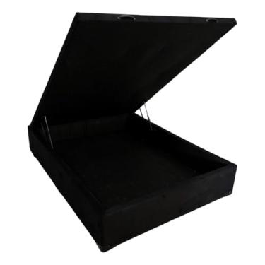 Imagem de Cama Box Bau Preta Casal Premium Blindada Super Reforçada Suede