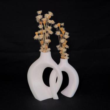 Imagem de Arranjo de Flores Sempre-Vivas Naturais em Vaso Decorativo DUPLO, Bran