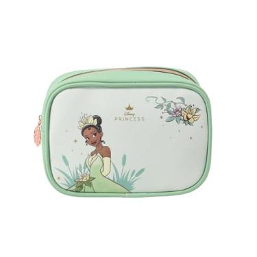 Imagem de Impressions Vanity Tiana Bolsa de cosméticos para bolsa, bolsa organizadora de maquiagem de viagem com bolso interno com zíper, bolso externo, couro Saffiano sintético, forrado e arte de princesa
