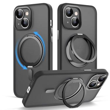 Imagem de Capa para iPhone 13 e iPhone 14 com suporte magnético invisível [proteção contra quedas militar][compatível com MagSafe] [ótima sensação de aderência] Capa transparente fina à prova d'água resistente