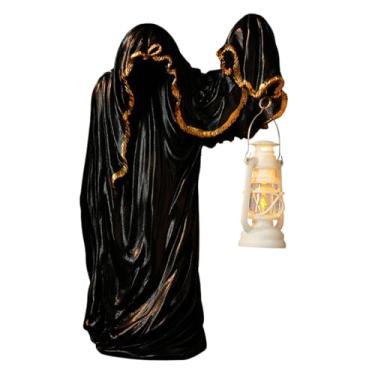 Imagem de Lâmpada de Halloween, lanterna fantasma decoração gótica - estátua assustadora decorações de Halloween para sala de estar quarto festa pátio varanda gramado jardim quintal