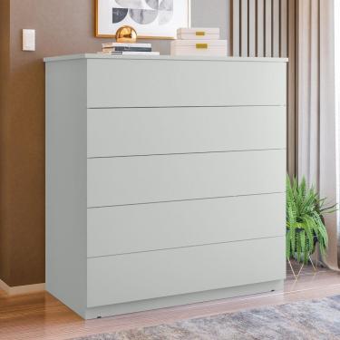 Imagem de Aparador para Sala de Estar com 5 Gavetas Compacta Cinza