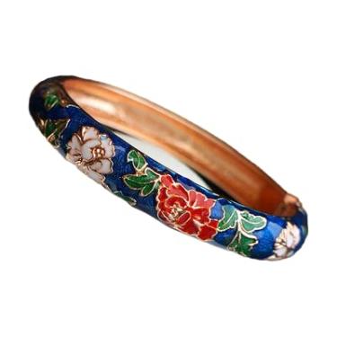 Imagem de Only My Live Home Pulseira de flor de peônia cloisonne colorida esmaltada com dobradiças femininas joias vintage chinesas étnicas tradicionais artesanais presentes, Diameter 2.36 inch wide 0.39 inch