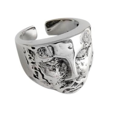 Imagem de Anel grego de rosto vintage para mulheres e homens, banda aberta, empilhamento de dedo, criação de anéis Adam, estilo punk hip hop, moda, ajuste confortável, férias, amizade, mitologia grega, joia