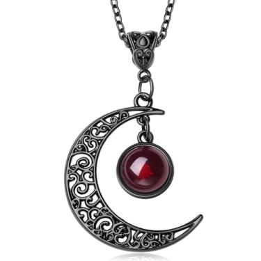 Imagem de MAIBAOTA Colar gótico de bruxa, lua crescente, emo, punk, vintage, joia preta, fantasia de Halloween, joias góticas, presentes para mulheres, Sem Pedra Preciosa