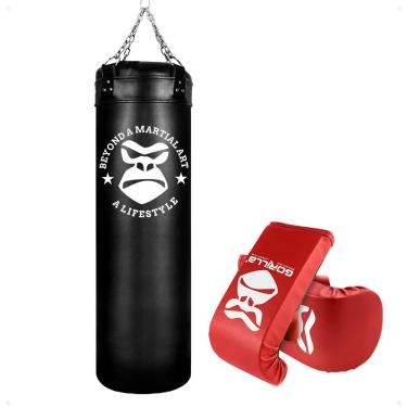Imagem de Saco De Pancada Profissional 120 cm + Luva Bate-Saco Gorilla (Vermelho)