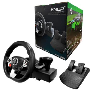 Imagem de Volante Gamer Knup Pro Gaming Gears, 10 Botões, Joystick/Vibração, Experiência Imersiva Wadjet - Kp-5816