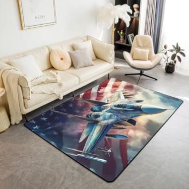 Imagem de Castle Fairy Tapete decorativo para aviões 3D, 12 x 18 cm, para crianças, adolescentes, adultos, retrô, bandeira americana, para sala de estar, quarto, avião militar, tapete decorativo