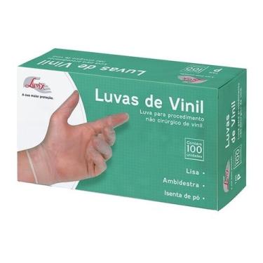 Imagem de Luva Vinil Não Cirúrgico sem Pó Caixa com 100 Unids Tam M - Luvix