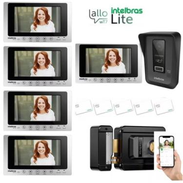 Imagem de Kit Videoporteiro WiFi wT7 Lite 4 Módulos Internos, Fechadura e Acesso