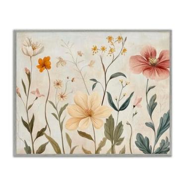 Imagem de Stupell Industries Design de arte giclée emoldurado cinza com folhagem floral fraca por Petal Prints Design, 61 x 76 cm