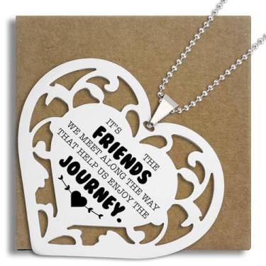 Imagem de Ornamento Friends We Meet Along The Way, presente de pendurar em forma de coração para amigos amigos de viagem, lembrança inspiradora de agradecimento para enfeite de pendurar companheiro SXX15
