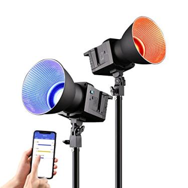 Imagem de Sutefoto Luz de vídeo RGB 100(W) 2800K-10000K, iluminação contínua colorida P100-RGB 360°, 43700 Lux/0,5 m, CRI 96+, TLCI 95+ com controle de aplicativo/controle remoto. Luz de estúdio para gravação